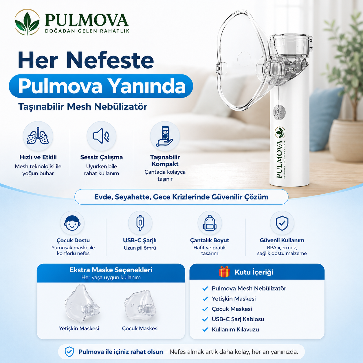 Pulmova Çantalık Nebülizatör