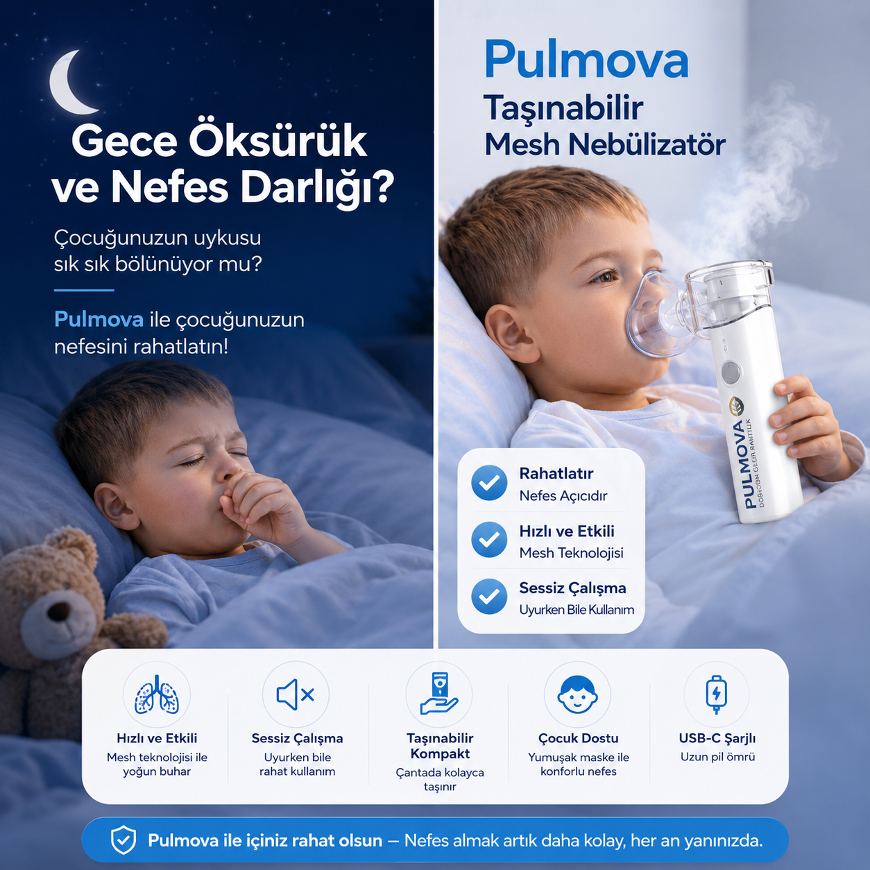 Pulmova Çantalık Nebülizatör