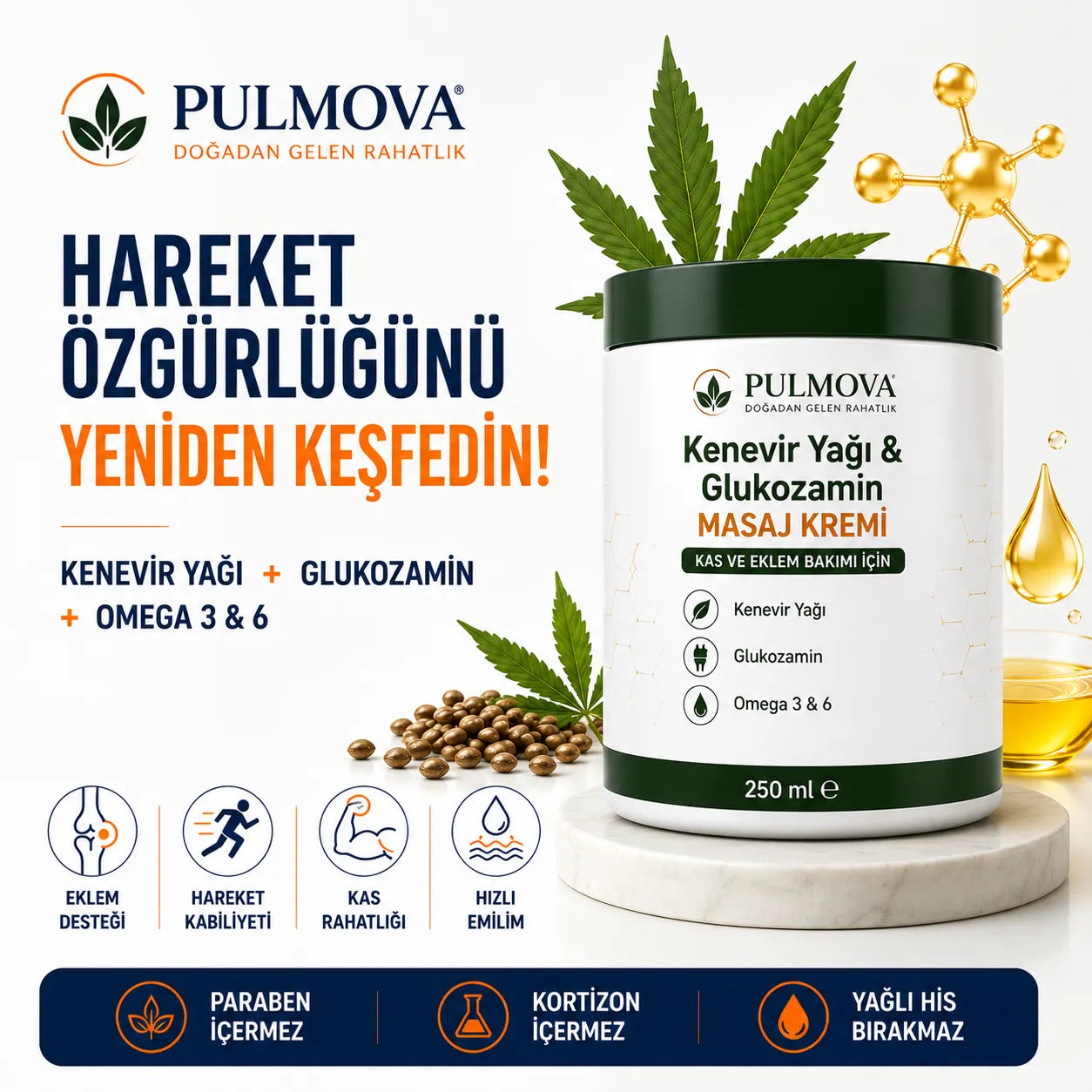 Pulmova Kenevir Yağı Masaj Kremi